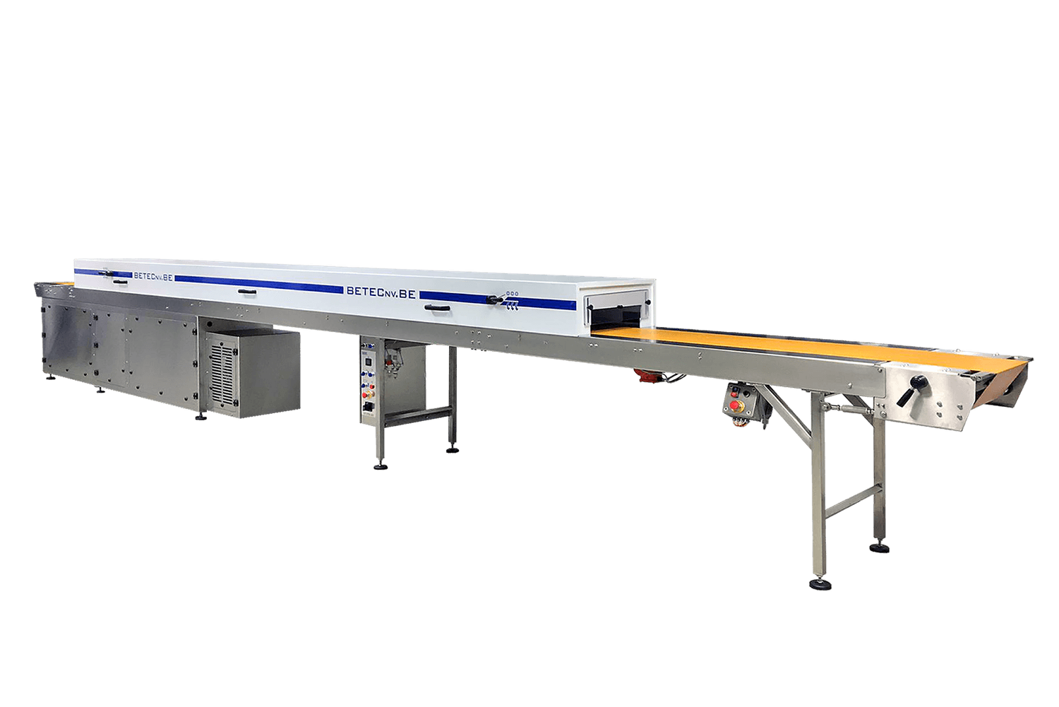 Cooling with extra-long infeed belt
