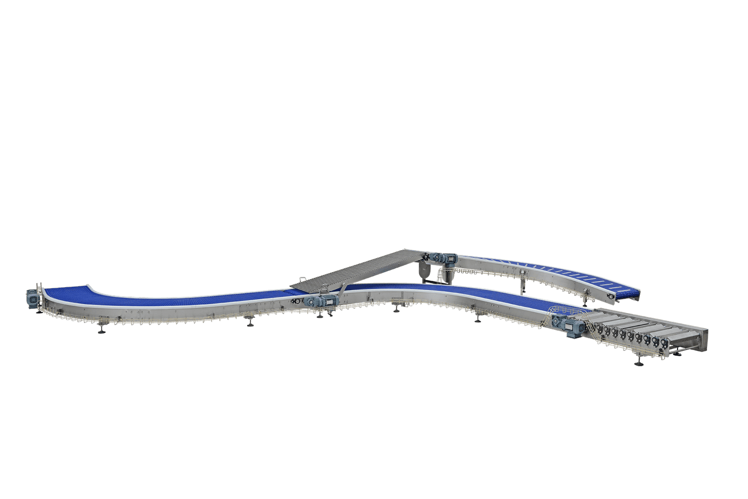 Modulaire curve conveyor to packaging system