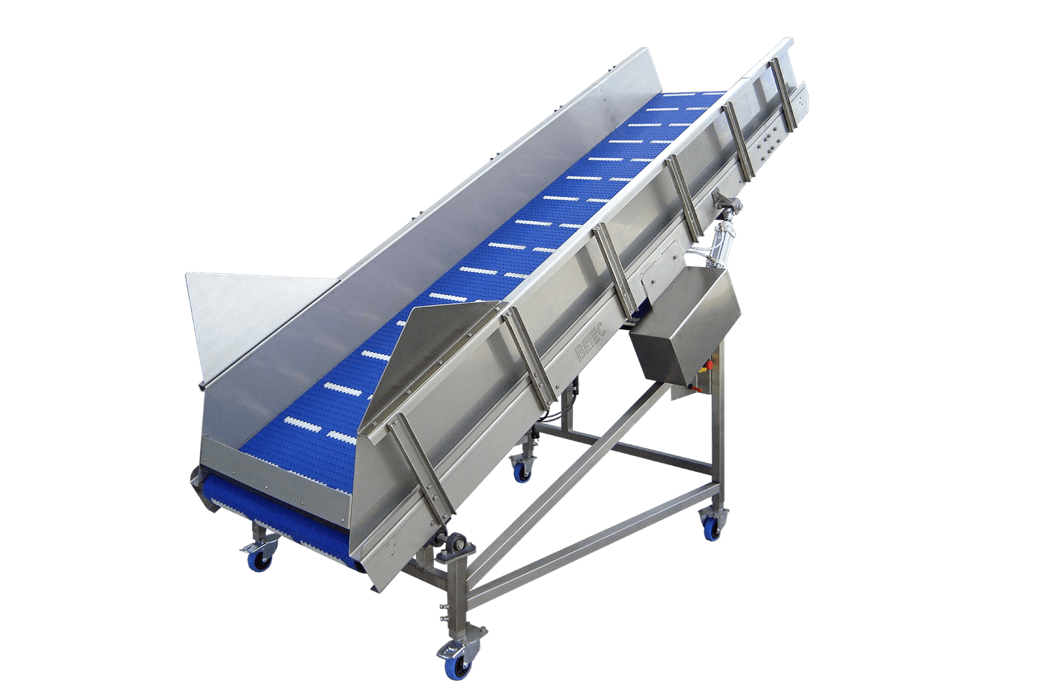 Modulaire opvoer transportband met anti-glijstrips