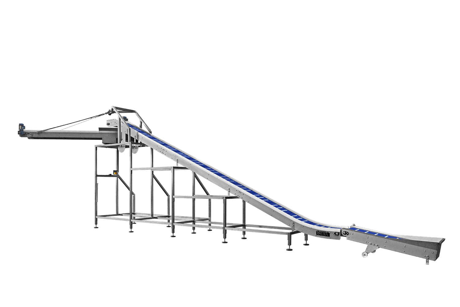 Modular incline conveyor with non skid surface patterns