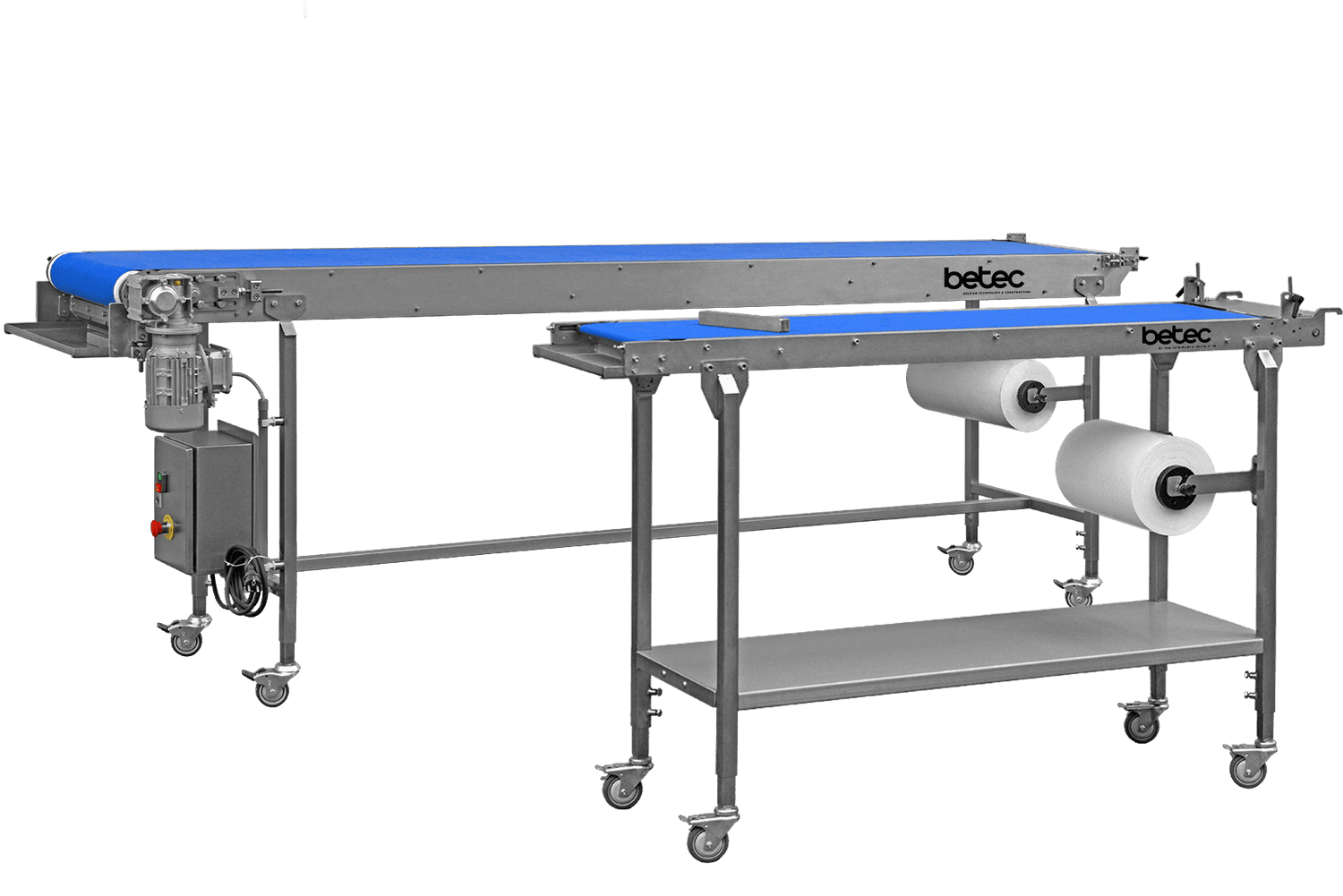 TAKE-OFF CONVEYOR WITH PAPER ROLL FOR ENROBING MACHINE