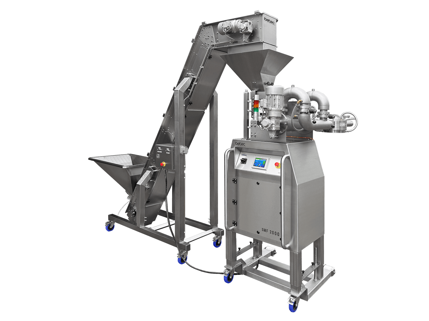 Inline mixing system for chocolate with inclusions and additives