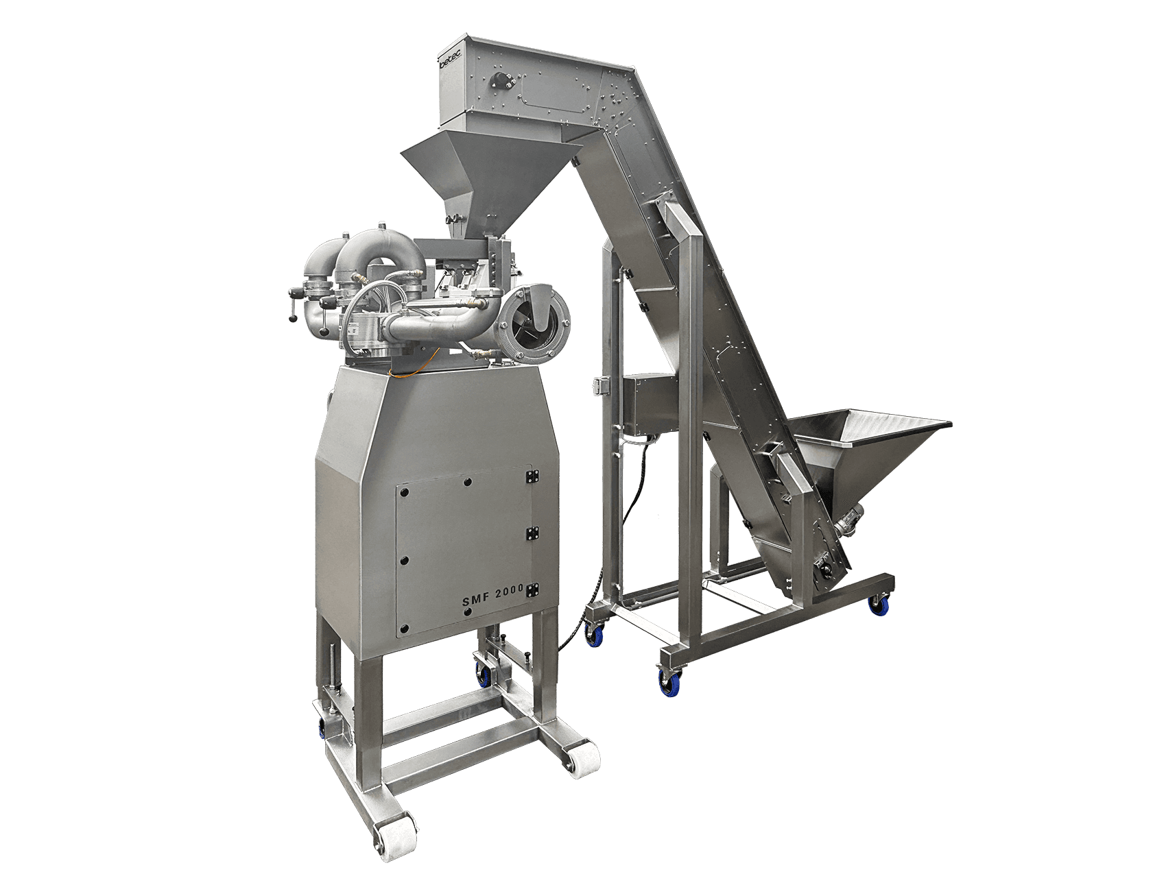 Inline mixing system for chocolate with inclusions and additives